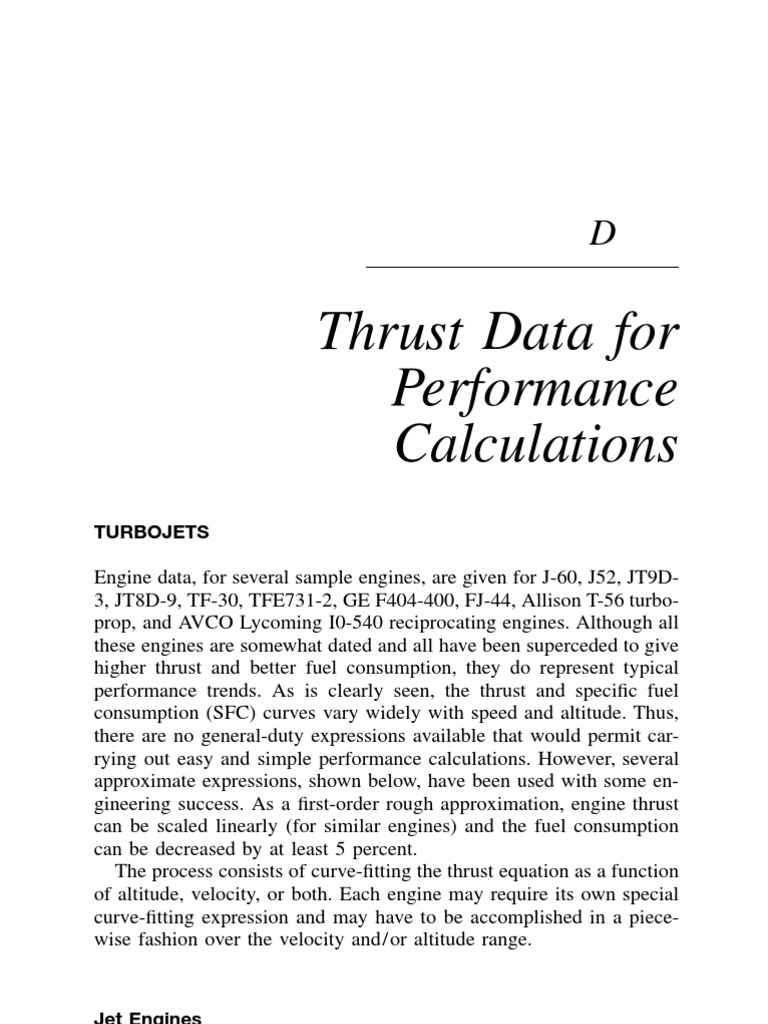 Thrust Data For Performance Calculation | PDF | Jet Engine | Vehicle Parts