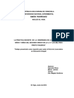 Perez y Jaimes (2016) La Práctica Docente en La Enseñanza de La Música en Los Niños y Niñas D