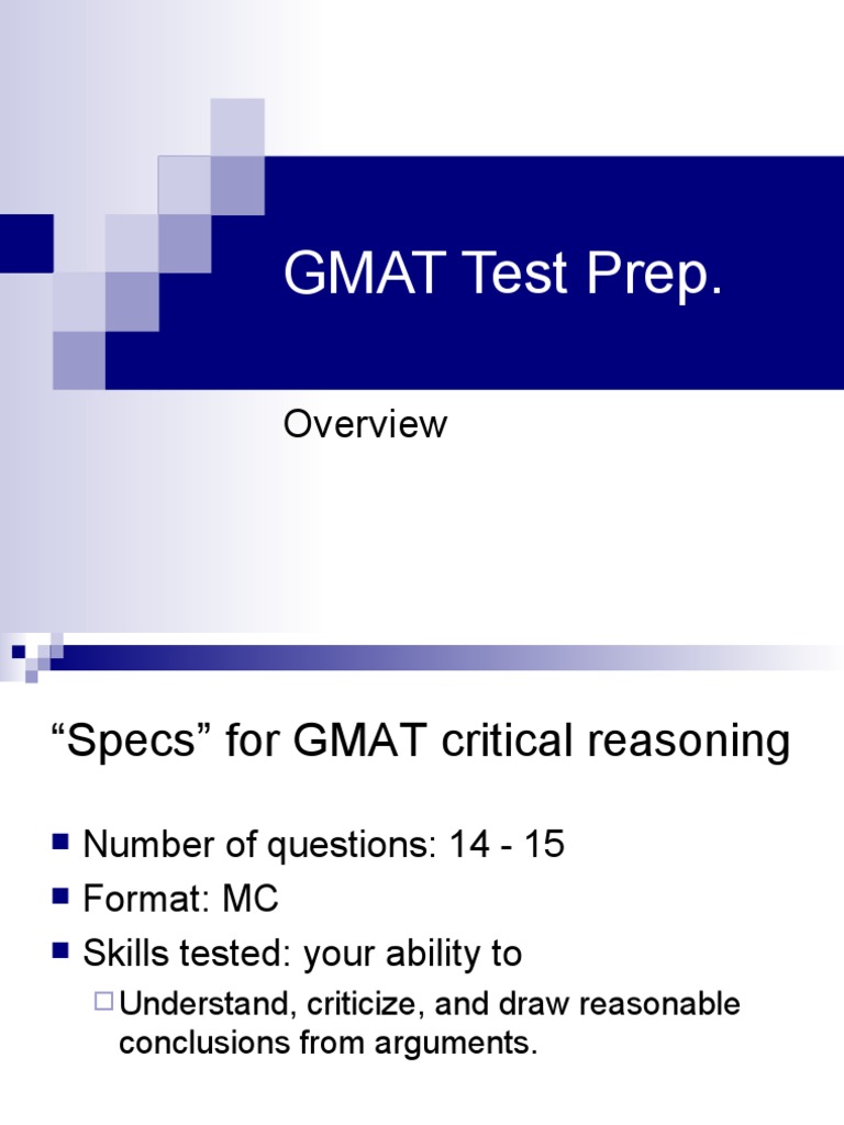 GMAT Critical Reasoning Overview | PDF | Graduate Management Admission ...
