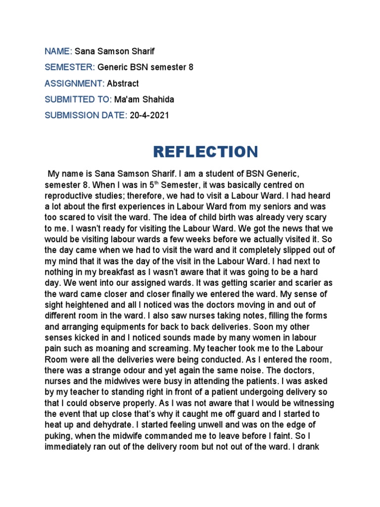 Reflecting on Labour Room Experience | PDF | Childbirth | Nursing