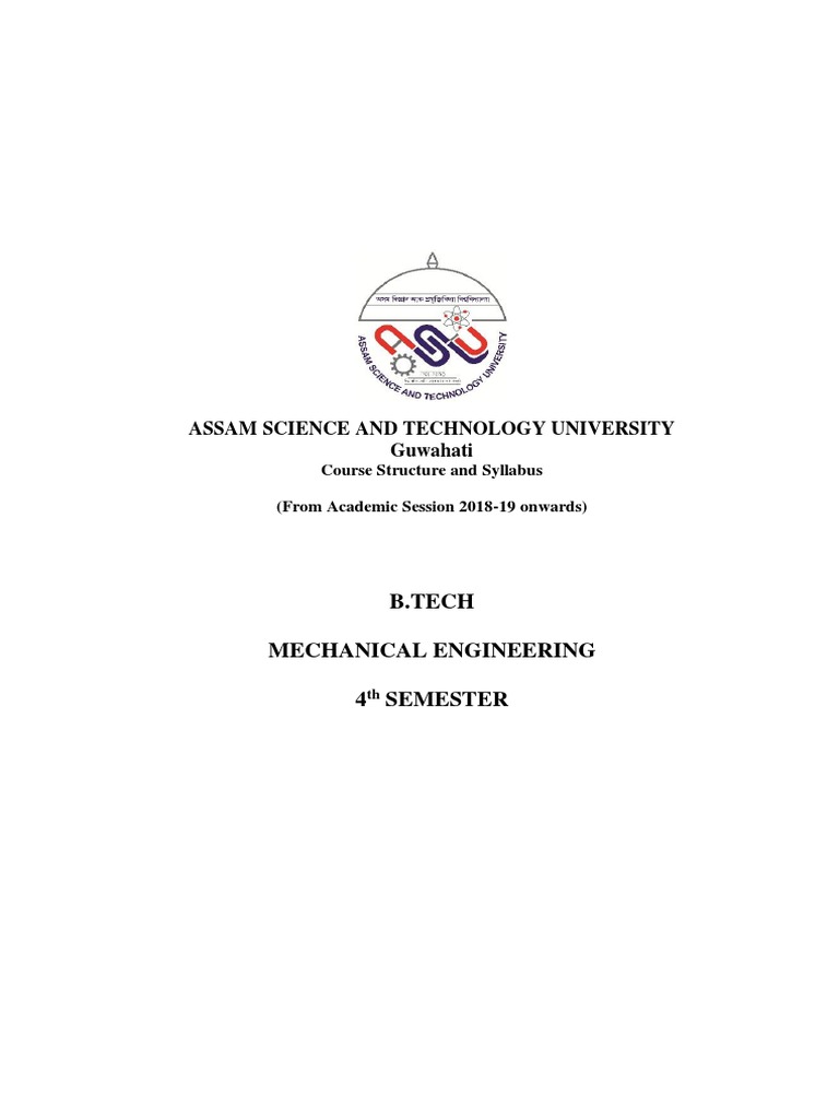 B Tech Mechanical Engineering 4 Semester Assam Science And Technology