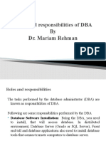 Roles and Responsibilities of DBA by Dr. Mariam Rehman