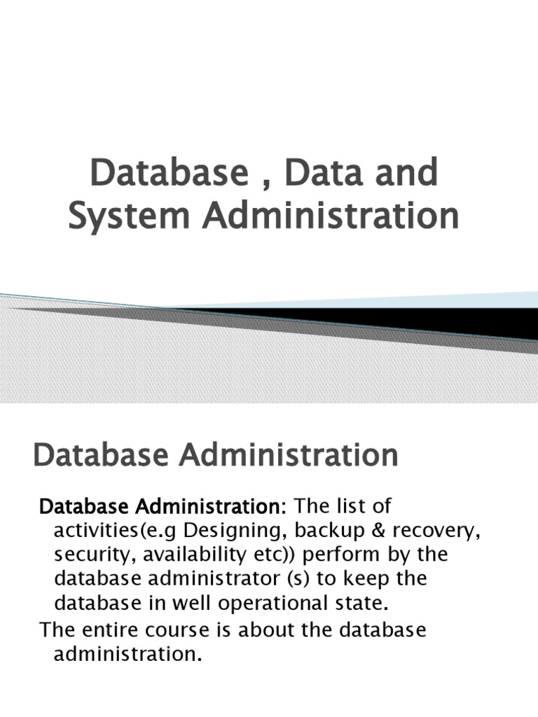 Database, Data and System Administration | PDF