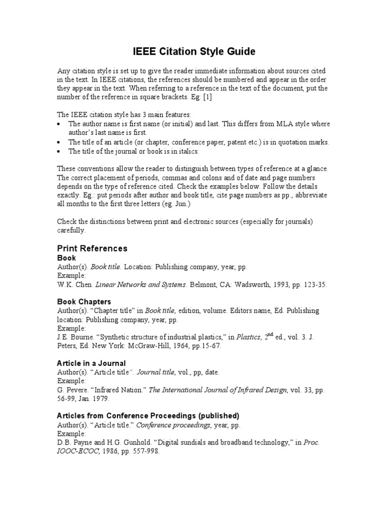 IEEE Citation Style Guide PDF Citation Writing