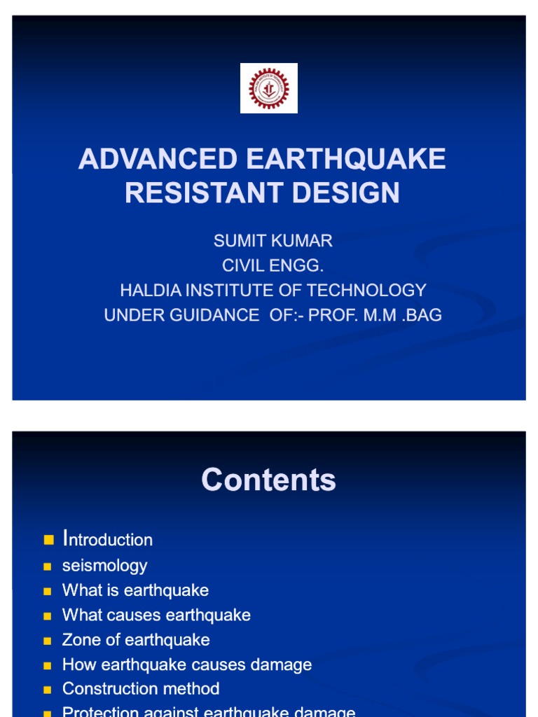 ADVANCED EARTHQUAKE RESISTANT DESIGN | Earthquakes | Seismology