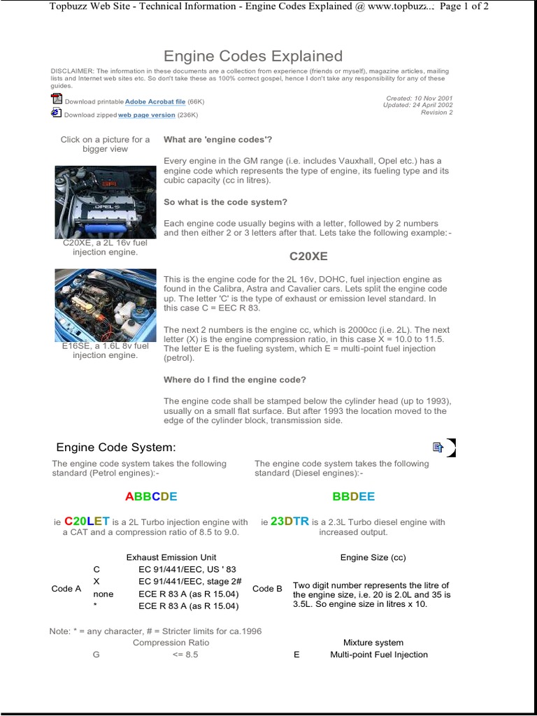 Engine Codes | PDF | Business | Technology & Engineering