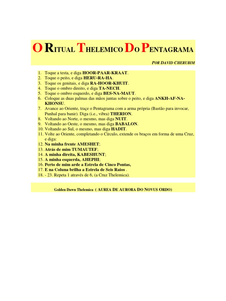 Ritual Thelêmico do Pentagrama | PDF | Religião e Espiritualidade