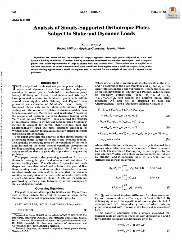 Analysis of Simply-Supported Orthotropic Plates Subject To Static and ...
