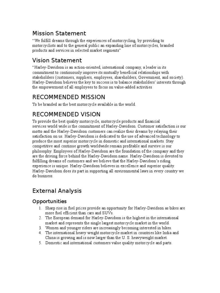 Harley Davidson Case Study PDF Harley Davidson Motorcycle