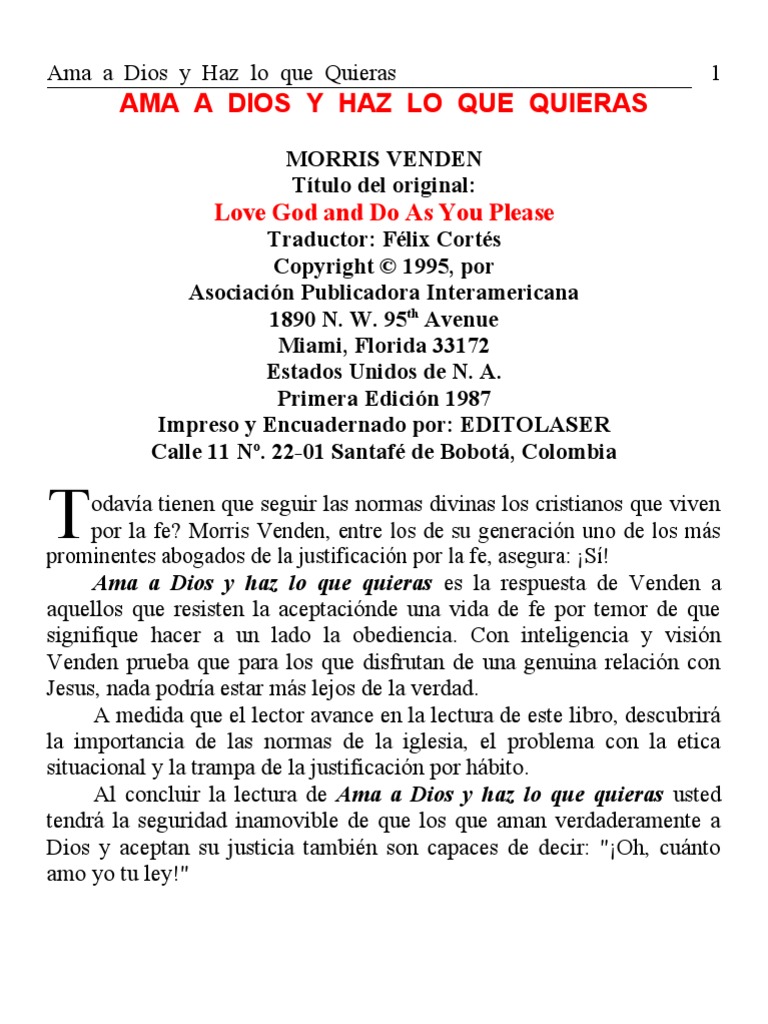 Ama A Dios y Haz Lo Que Quieras | PDF | Cristo (título) | Salvación