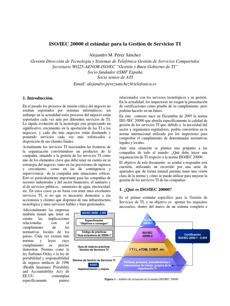 ISO/IEC 20000: Gestión de Servicios TI | PDF | Itil | Calidad (comercial)