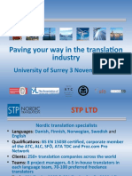 Paving Your Way in The Translation Industry: University of Surrey 3 November 2010