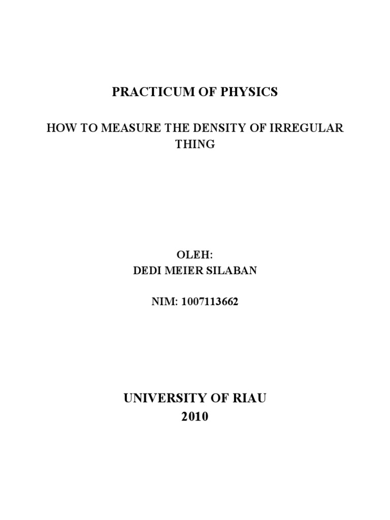 Measuring Density of Irregular Objects | PDF