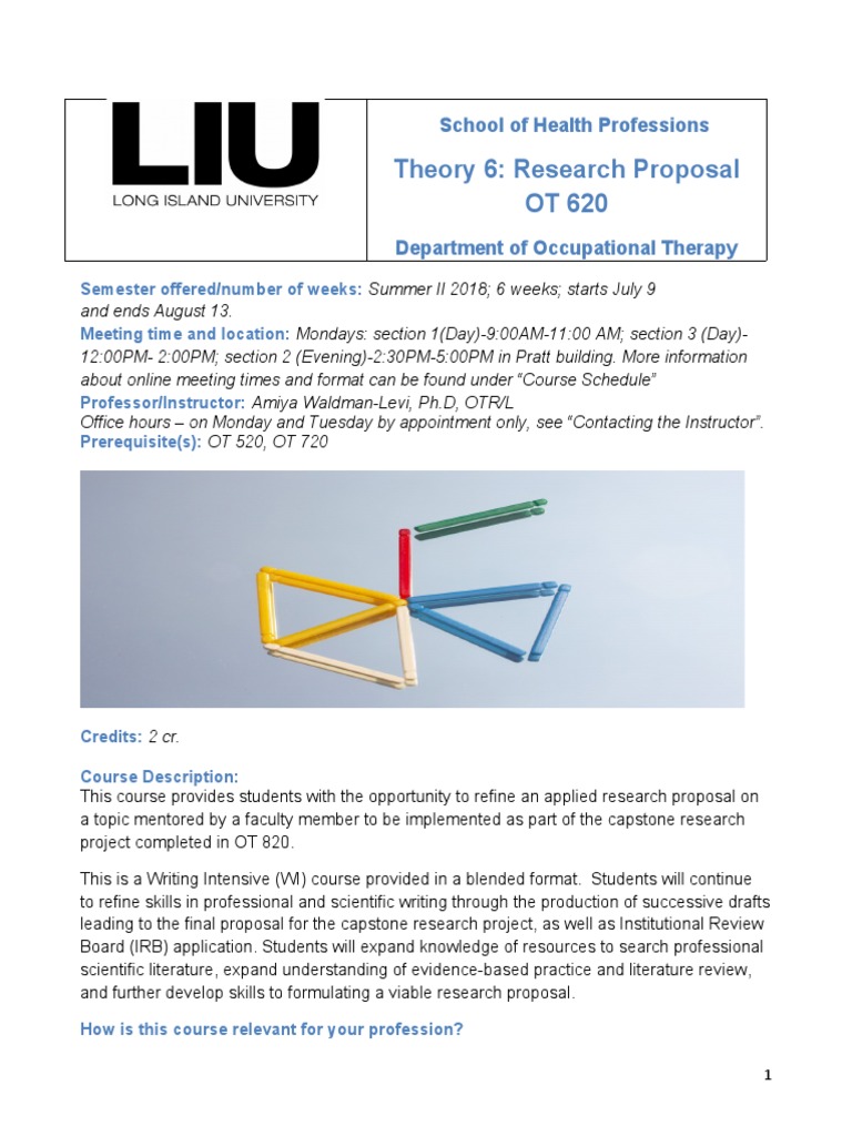 Developing an Applied Research Proposal for an Occupational Therapy