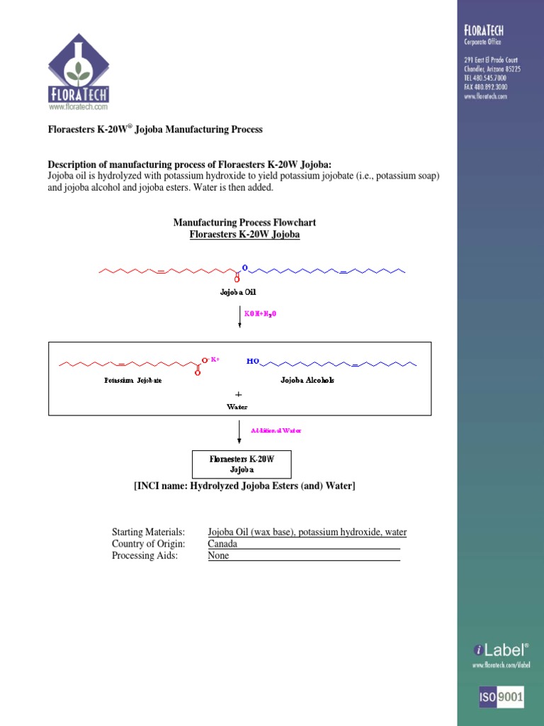FLOWCHART Floraesters K-20W Manufacturing | PDF
