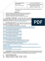 Plan de Mejoramiento Comunicacion Juego de Palabras Articulo y Sustantivo