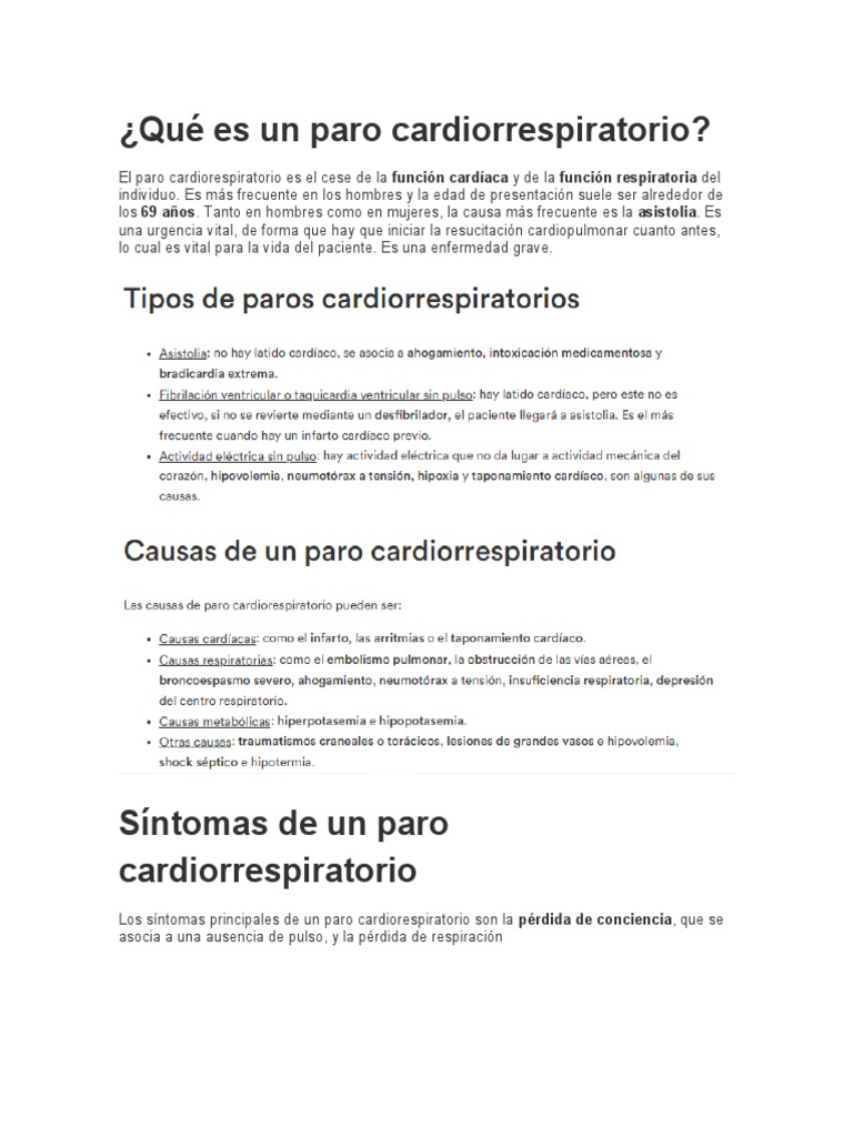Causas y tratamiento del paro respiratorio | PDF | Relaciones ...
