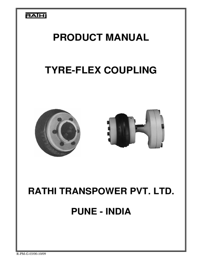 Rathi Tyre-Flex Coupling Manual | PDF | Steam Engine | Screw
