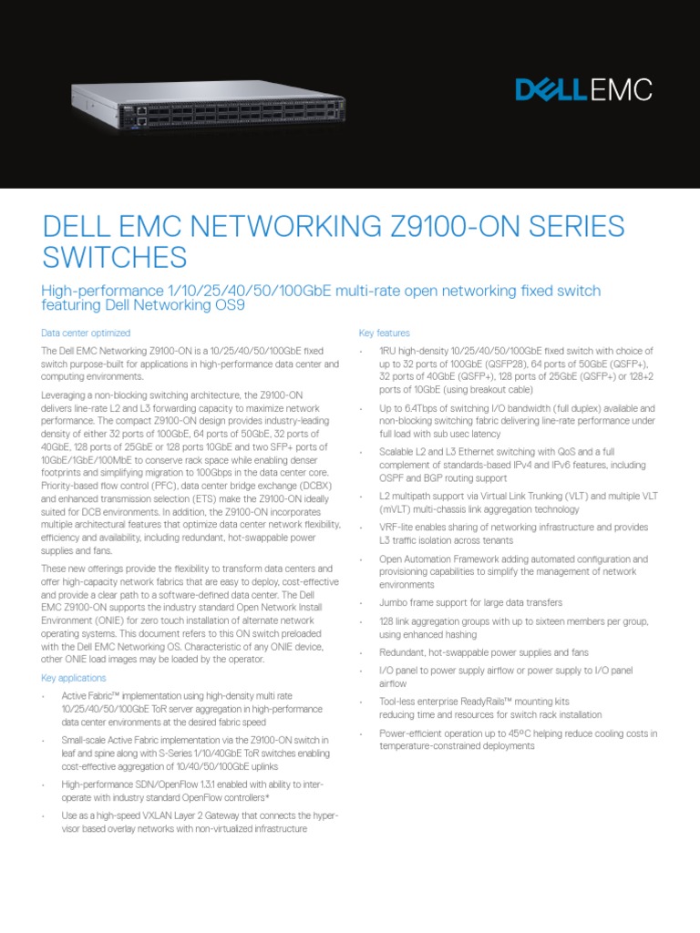 Dell Networking Z9100 Spec Sheet PDF I Pv6 Computer Network