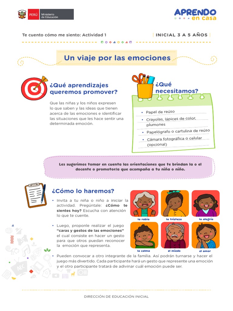 Juego de emociones para niños 3-5 años | PDF | Las emociones | La ...