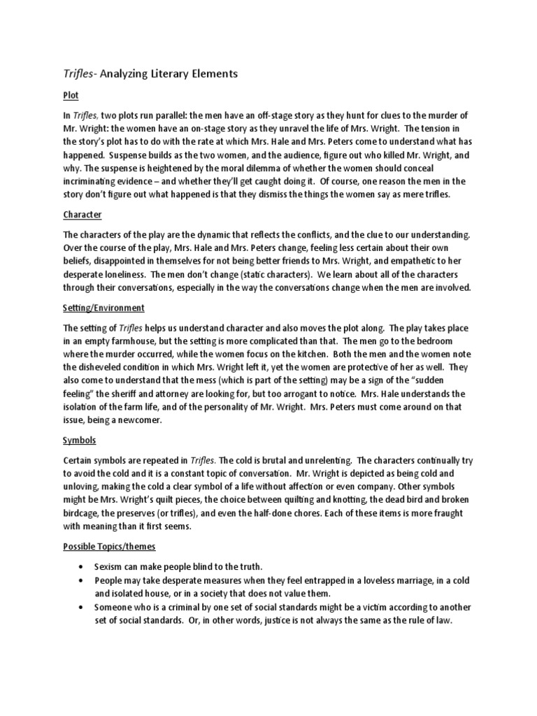 Trifles-Analyzing Literary Elements | PDF | Crime Thriller
