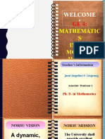 Welcome !: Mathematic S in The Modern World