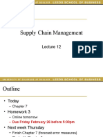 Supply Chain Management Lecture 12 Outline