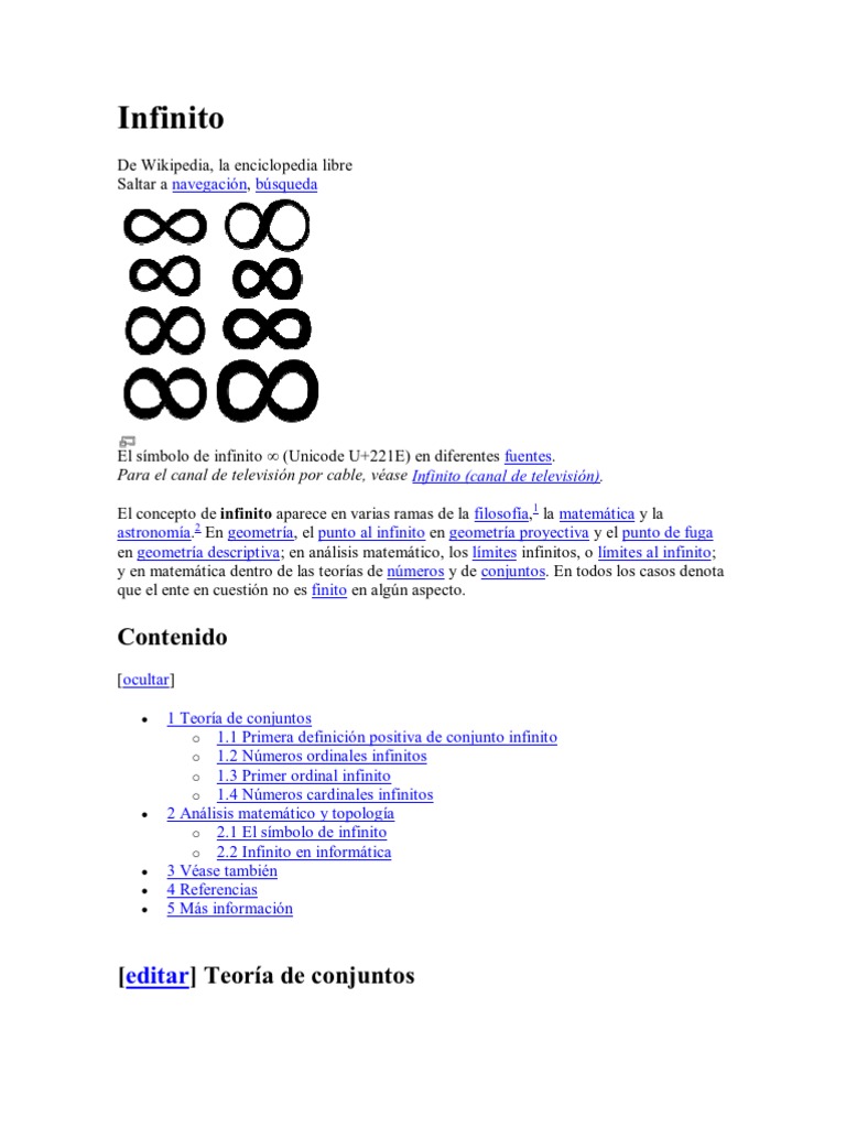 Infinito | PDF | infinito | Conjunto (Matemáticas)