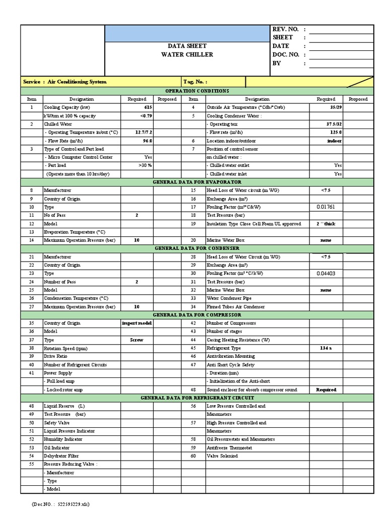 Daikin Chiller Request Form | PDF | Heat Exchanger | Heating ...