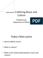 Lecture 2 Defining Music and Culture: Frederick Lau Department of Music