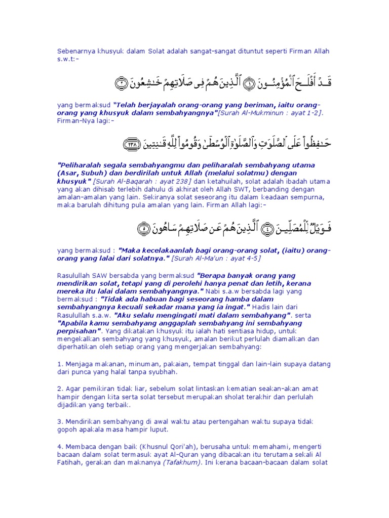 Khusyuk Dalam Solat Pdf