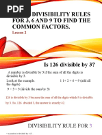 Lesson 2 - Divisibility Rules For 3, 6 and 9