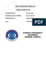 Report Writing Skills Assignment# 2: Comsats University Islamabad Sahiwal Campus