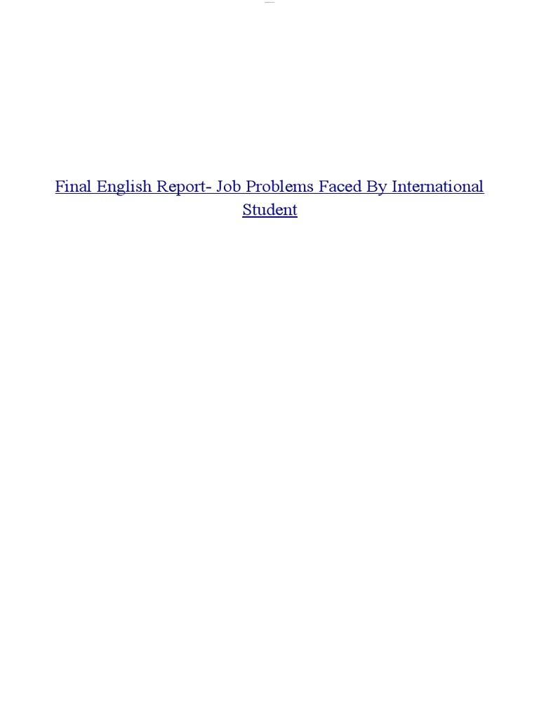 Final English Report Job Problems Faced by International Student | PDF ...