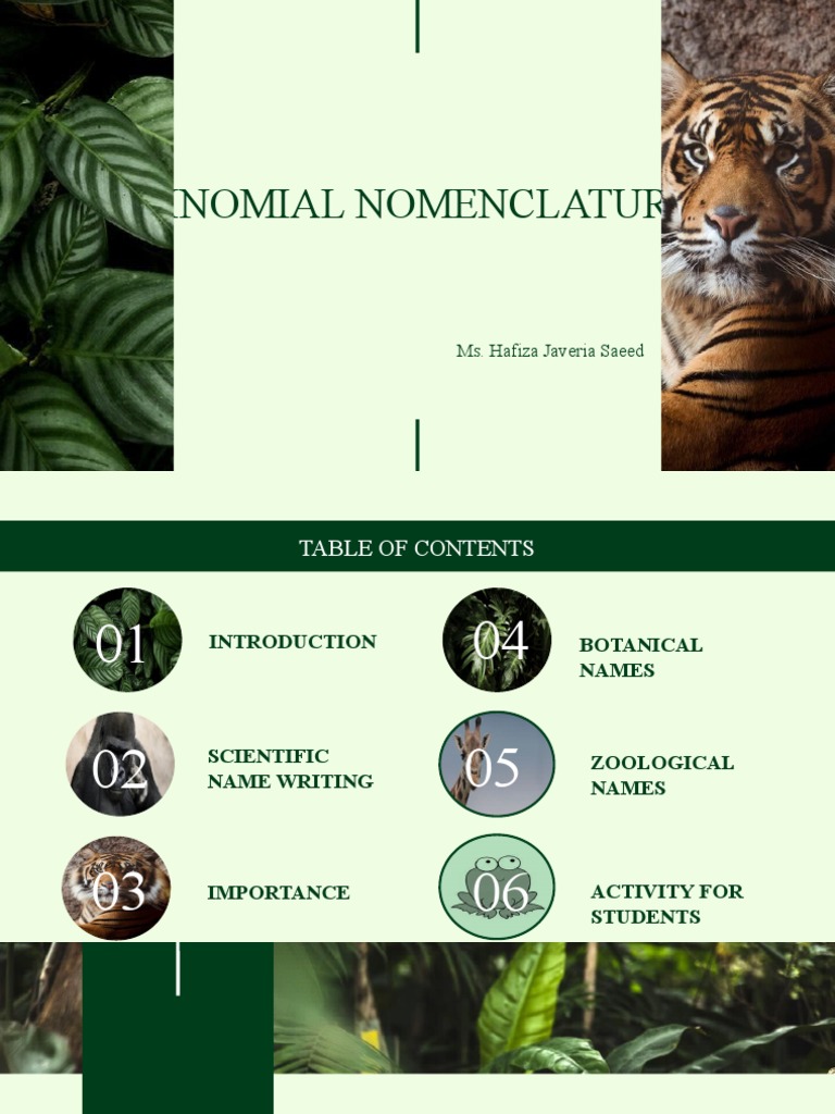 Binomial Nomenclature: Ms. Hafiza Javeria Saeed | PDF | Genus ...