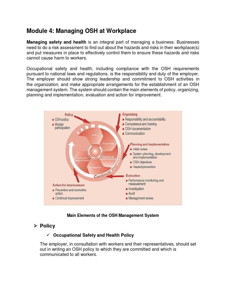 Module 4 - Managing OSH | Download Free PDF | Iso 9000 | Occupational ...