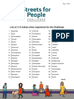 List of 113 Indian Cities Registered For The Challenge