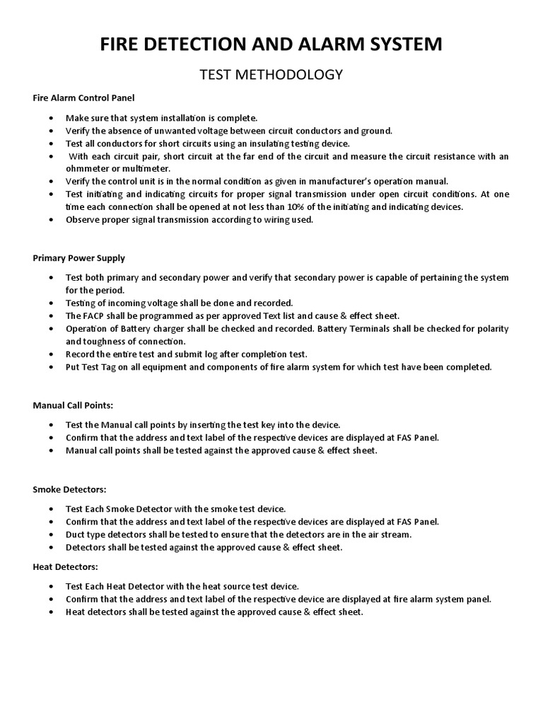 Fire Alarm System Testing Procedures | PDF | Electrical Components ...