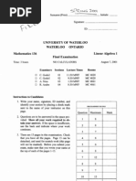 MATH 136 1015 Final - Exam