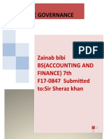 Corporate Governance: Zainab Bibi Bs (Accounting and FINANCE) 7th F17-0847 Submitted To:sir Sheraz Khan