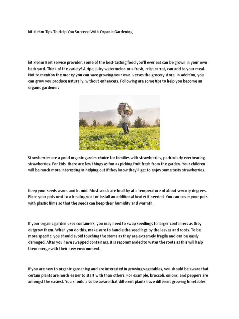 Kit Klehm Tips To Help You Succeed With Organic Gardening | PDF ...