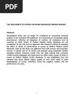 The Influence of Stress On Work Behavior Among Nurses