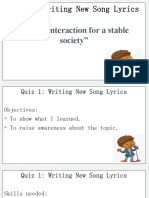 "Social Interaction For A Stable Society": Quiz 1: Writing New Song Lyrics