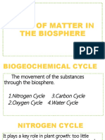 Flow of matter & energy in biosphere: Nitrogen, Oxygen, Carbon, Water cycles