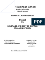 Project On Financial Management (Cost of Captial &amp Leverage)