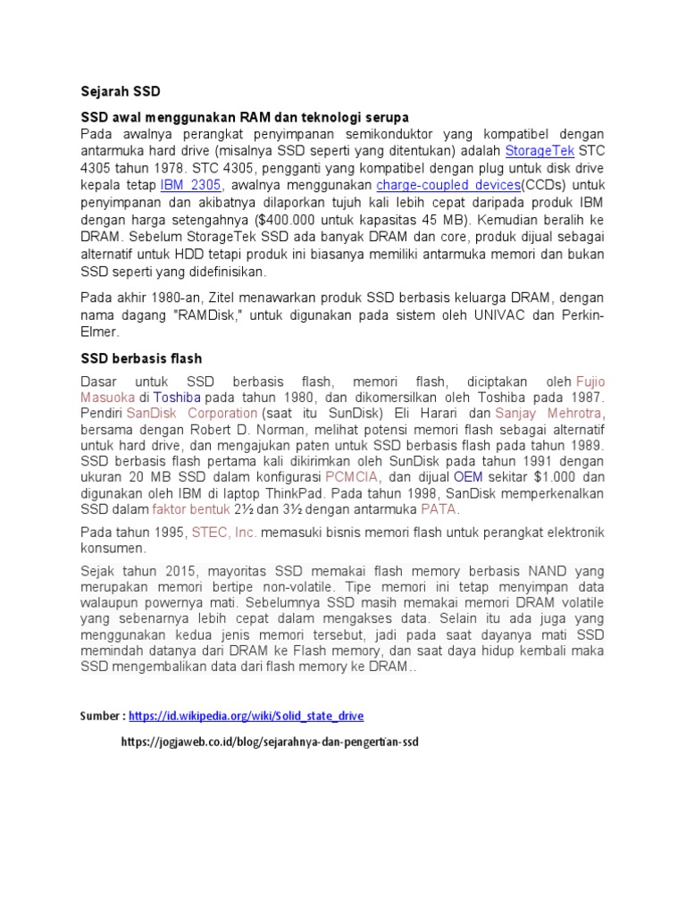 Sejarah dan Perkembangan SSD | PDF