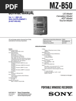 Sony MZ-B50 Service Manual