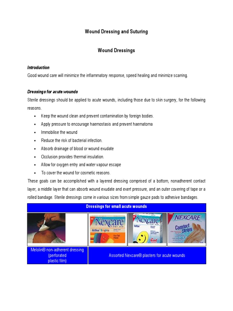 Wound Dressing Techniques and Materials | PDF | Surgical Suture | Wound