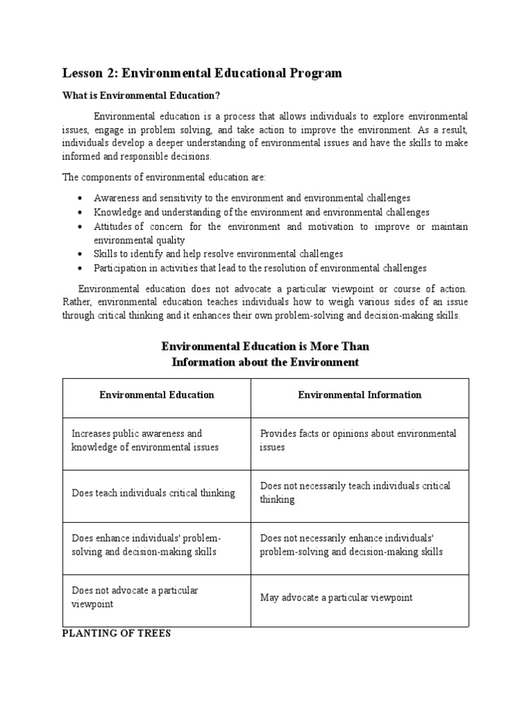 Environmental Education Overview | PDF | Trees | Decision Making