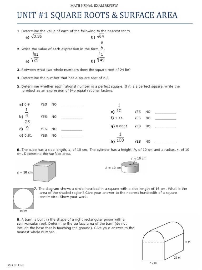 Math 9 Final Exam Review Guide | PDF